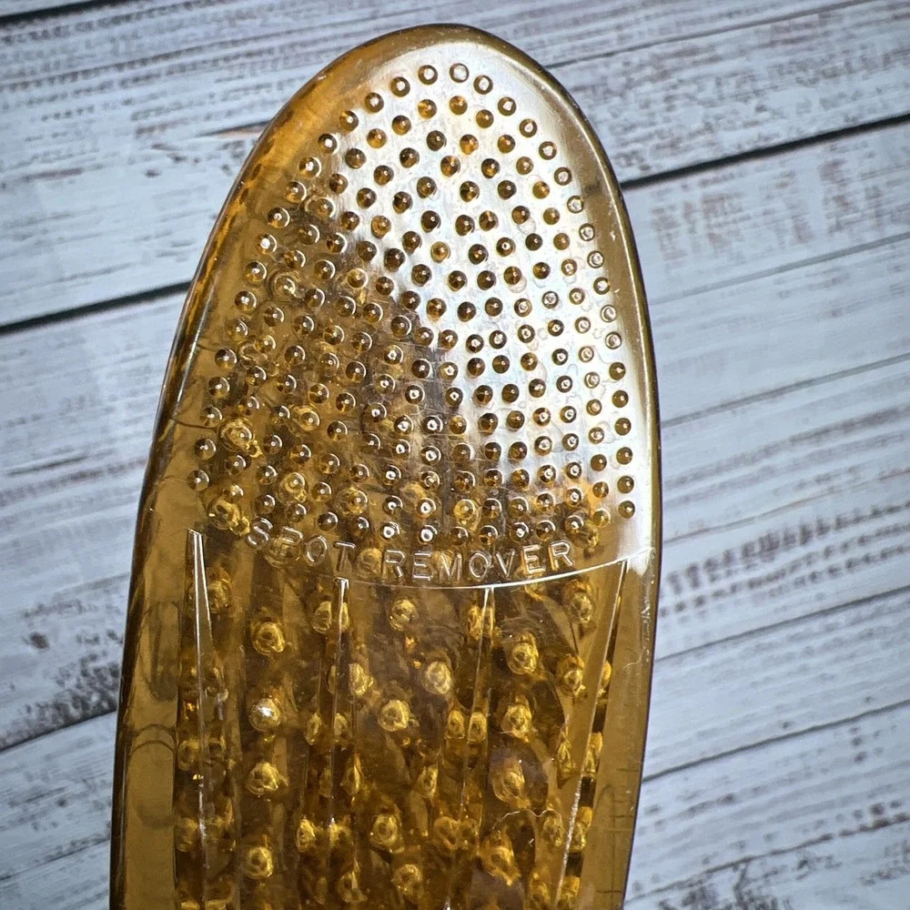 Vintage MCM Empire Lucite Brush Amber Black Nylon Bristles‎ Made In U.S.A.